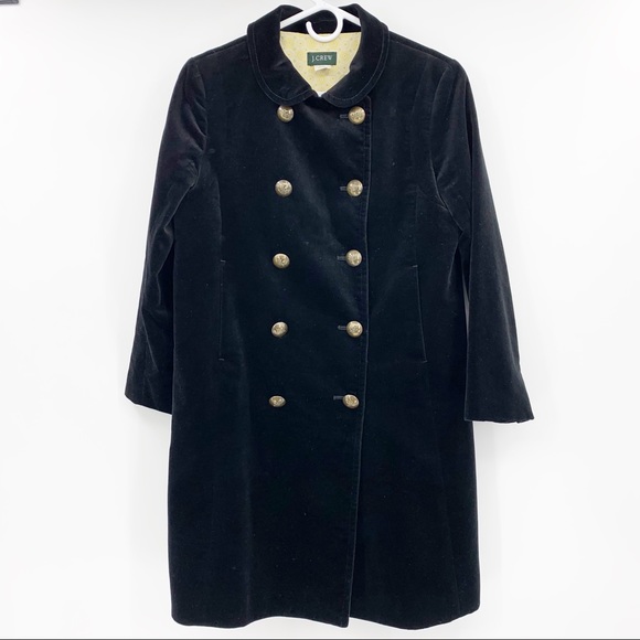J. Crew Jackets & Blazers - J. Crew Black Velvet Military Style Long Pea Coat